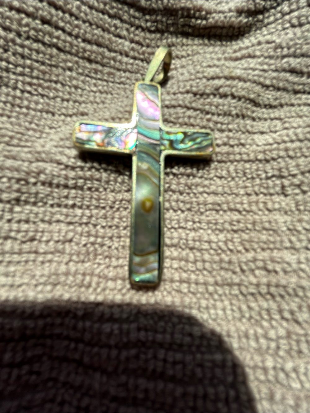 Abalone Inlay Cross Pendant Sterling Silver